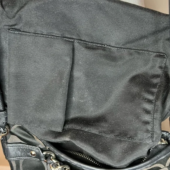 Coach Black Signature Silver Chain ShoulderBag Adjustable Strap - Picture 12 of 15